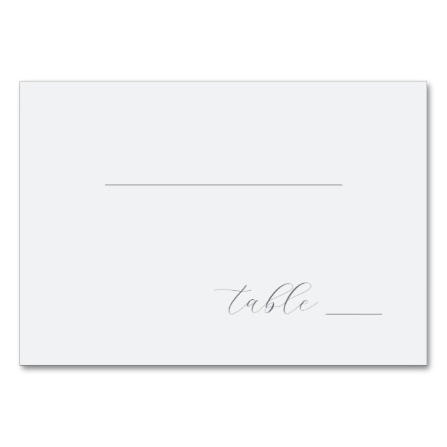 Minimalist Gray Cursive Lines Table Number (Front)