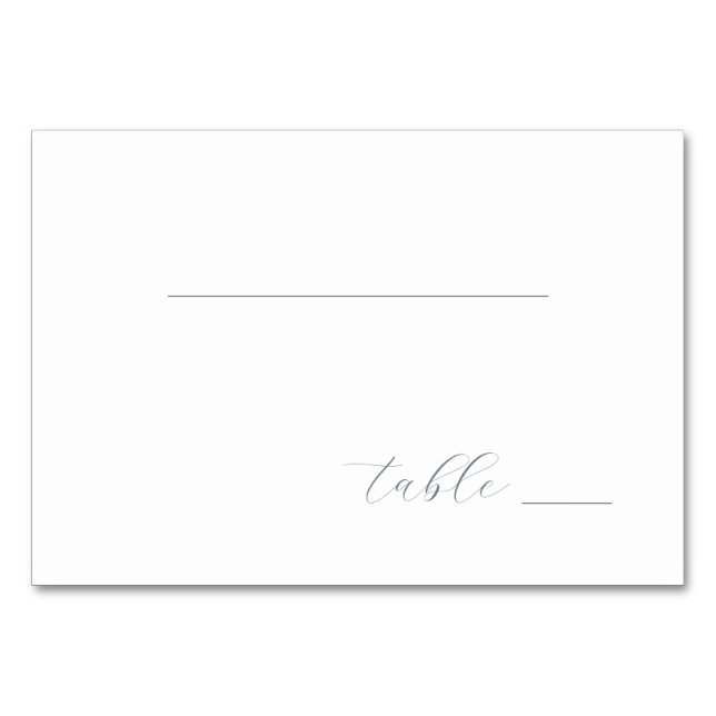 Minimalist Gray Cursive Table Label Number (Front)