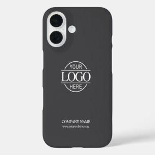 Minimalist Gray Promotional Company Business Logo iPhone 16 Case
