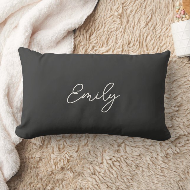 Minimalist Gray Script Name Dorm Pillow  (Blanket)