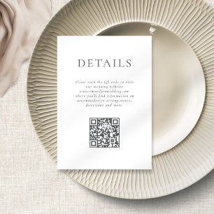 Minimalist Gray Text QR Code Wedding Details Enclosure Card