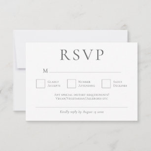 Minimalist Gray Writing Wedding RSVP Card
