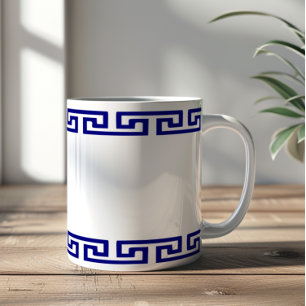 Minimalist Greek Pattern Customisable Coffee Mug