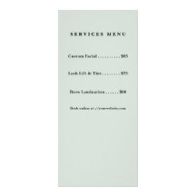 Minimalist Green Aesthetician Price List Aftercare