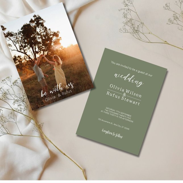 Minimalist Green and Photo Wedding Invitation Temp (Creator Uploaded)