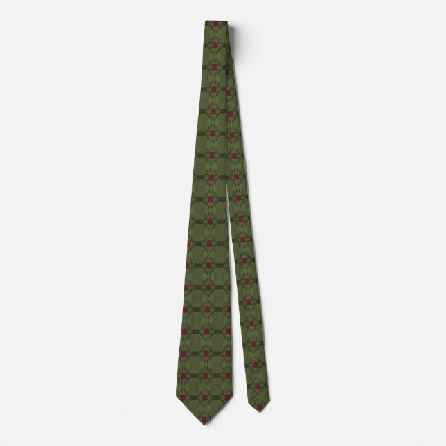 Minimalist Green and Red Seamless Pattern  Tie (Front)