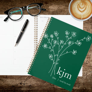 Minimalist Green and White Monogram Recipe Planner