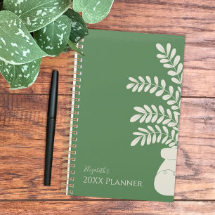 Minimalist Green and Yellow Floral Planner