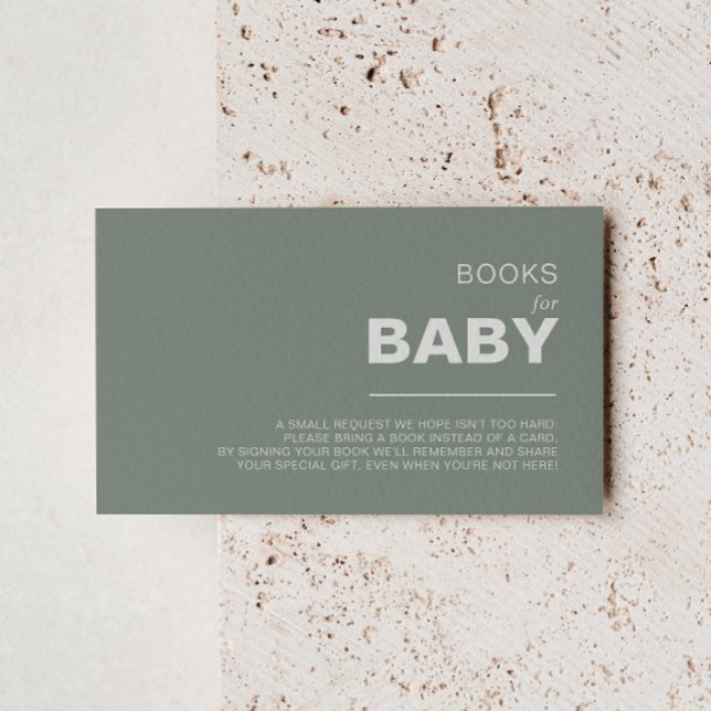 Minimalist Green Baby Shower Book Request    Enclosure Card (Creator Uploaded)