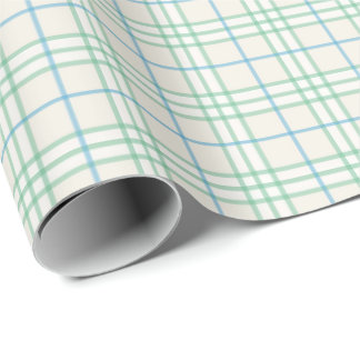 Minimalist Green & Blue Grid PatternWrapping Paper