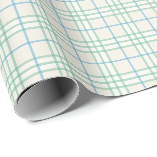 Minimalist Green & Blue Grid PatternWrapping Paper (Roll Corner)