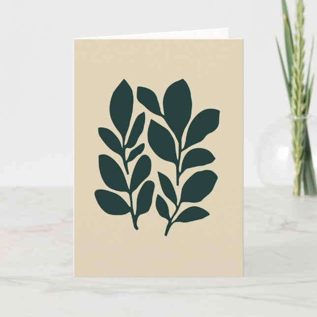 Minimalist Green Botanical Blank All Occasion Chic Card (Front)