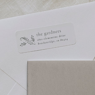 Minimalist Green Botanical Return Address Label