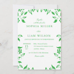 Minimalist Green Botanical Wedding Invitation