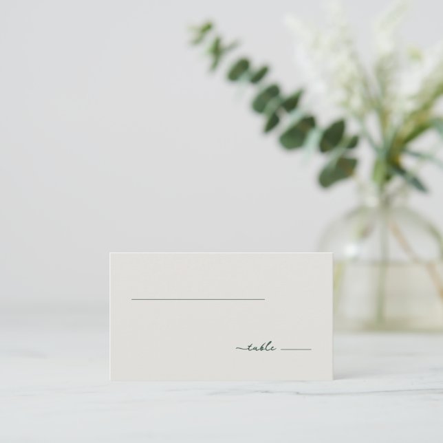 Minimalist Green Calligraphy Lines Place Card (Standing Front)