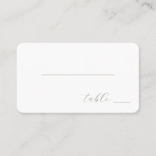 Minimalist Green Calligraphy Place Card