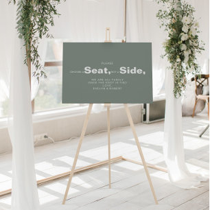 Minimalist Green Choose a Seat Not a Side Wedding Poster