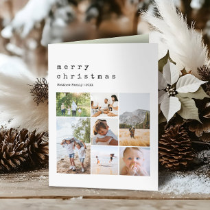 Minimalist Green Christmas Family Photo Collage Holiday Card