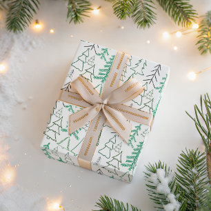 Minimalist Green Christmas Trees Seamless Pattern  Wrapping Paper