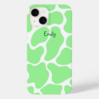Minimalist Green Cow Print Case-Mate iPhone 14 Case