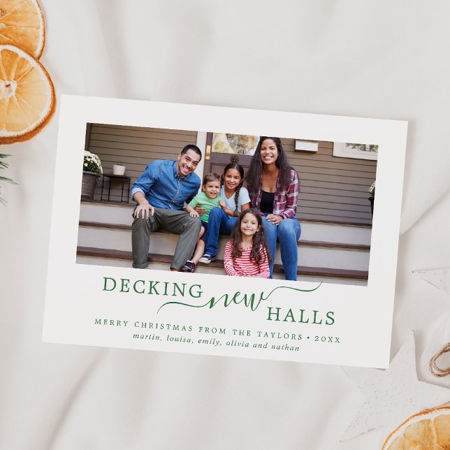 Minimalist Green Decking New Halls Moving Holiday Card (Creator Uploaded)