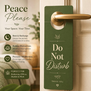 Minimalist Green Do Not Disturb Door Hanger