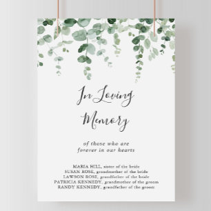 Minimalist Green Eucalyptus In Loving Memory Sign