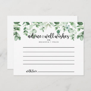 Minimalist Green Eucalyptus Wedding Advice Card