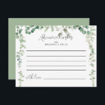 Minimalist Green Eucalyptus Wedding Advice Card<br><div class="desc">This minimalist green eucalyptus wedding advice card is perfect for a modern wedding. The design features watercolor hand-drawn elegant botanical eucalyptus branches and leaves, adorning geometric frames. These cards are perfect for a wedding, bridal shower, baby shower, graduation party & more. Personalise the cards with the names of the bride...</div>