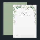 Minimalist Green Eucalyptus Wedding Advice Card<br><div class="desc">This minimalist green eucalyptus wedding advice card is perfect for a modern wedding. The design features watercolor hand-drawn elegant botanical eucalyptus branches and leaves, adorning geometric frames. These cards are perfect for a wedding, bridal shower, baby shower, graduation party & more. Personalise the cards with the names of the bride...</div>