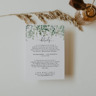 Minimalist Green Eucalyptus Wedding Details   Enclosure Card