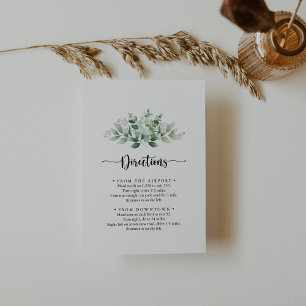 Minimalist Green Eucalyptus Wedding Directions Enclosure Card