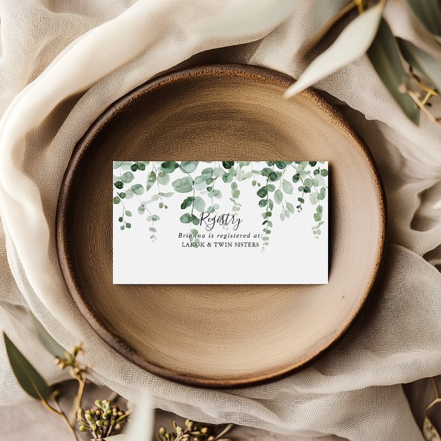 Minimalist Green Eucalyptus Wedding Gift Registry  Enclosure Card (Creator Uploaded)