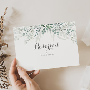 Minimalist Green Eucalyptus Wedding Reserved Sign