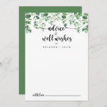 Minimalist Green Eucalyptus Wedding Well Wishes   Advice Card<br><div class="desc">This minimalist green eucalyptus wedding well wishes advice card is perfect for a rustic wedding. The design features hand-painted watercolor green eucalyptus, inspiring natural beauty. These cards are perfect for a wedding, bridal shower, baby shower, graduation party & more. Personalise the cards with the names of the bride and groom,...</div>