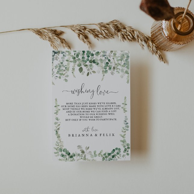 Minimalist Green Eucalyptus Wedding Wishing Well  Enclosure Card (Creator Uploaded)