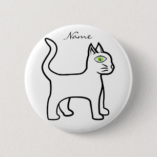 Minimalist Green-eye Cat Thunder_Cove 6 Cm Round Badge