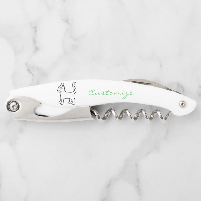 Minimalist Green-eye Cat Thunder_Cove Corkscrew (Front)