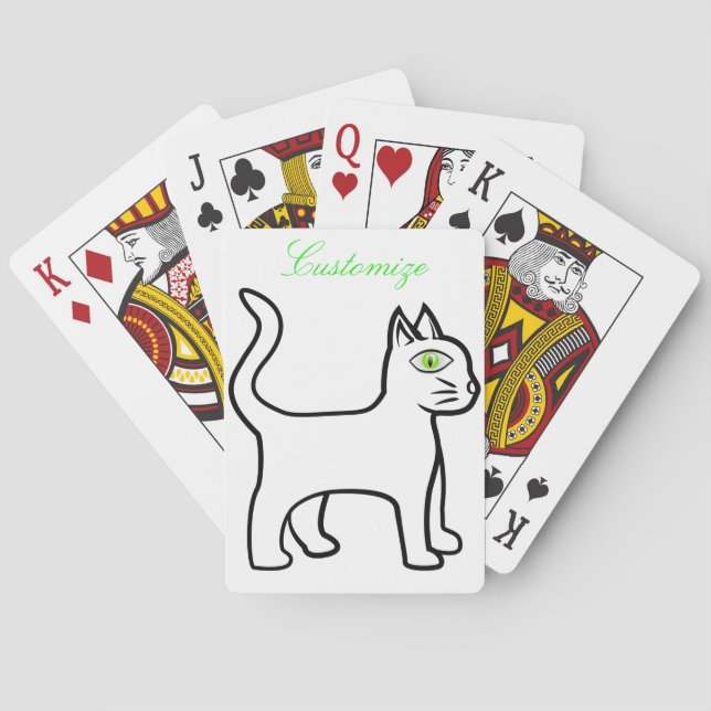 Minimalist Green-eye Cat Thunder_Cove Playing Cards (Back)