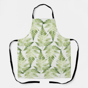 Minimalist Green Fern Botanical Illustration Apron