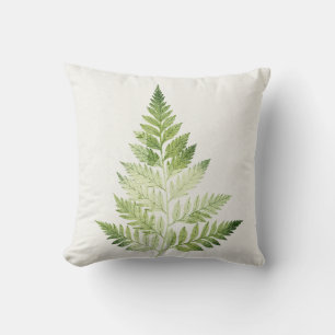 Minimalist Green Fern Botanical Illustration Cushion