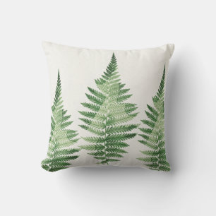 Minimalist Green Fern Botanical Illustration Cushion