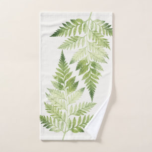 Minimalist Green Fern Botanical Illustration Hand Towel