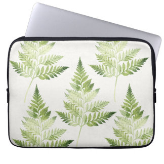 Minimalist Green Fern Botanical Illustration Laptop Sleeve