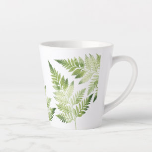 Minimalist Green Fern Botanical Illustration Latte Mug