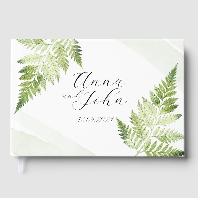 Minimalist Green Fern Guest Book (Front)