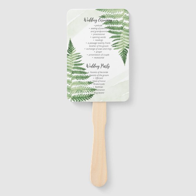 Minimalist Green Fern Hand Fan (Front)