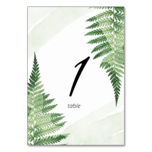 Minimalist Green Fern Table Number