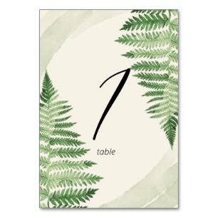 Minimalist Green Fern Table Number