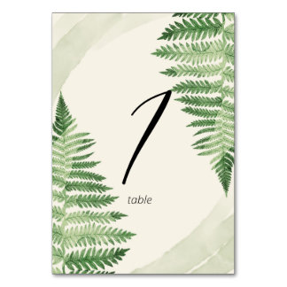 Minimalist Green Fern Table Number